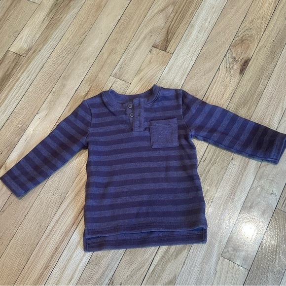 Cat & Jack Baby Boy Long Sleeve Striped Henley Shirt - Picture 1 of 9